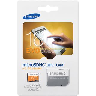 16 GB Samsung EVO microSDHC UHS-I Retail inkl. Adapter auf SD