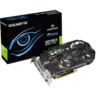 2GB Gigabyte GeForce GTX 760 Windforce 2X OC Aktiv PCIe 3.0 x16