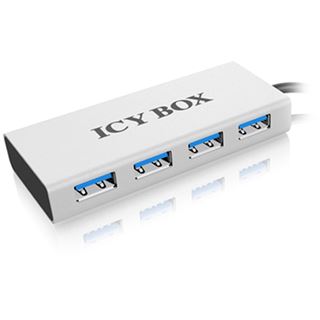 ICY BOX IB-AC6104 4-port USB 3.0 extern ohne Netzteil silber