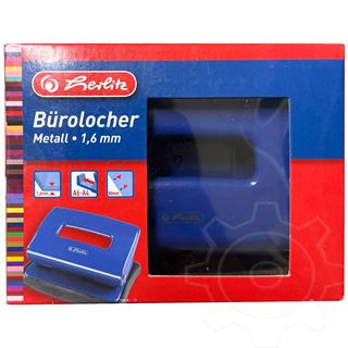Herlitz B&uuml;rolocher 1,6mm mit Anschlag blau
