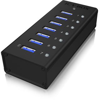 ICY BOX IB-AC618 7-port USB 3.0 extern mit Netzteil schwarz