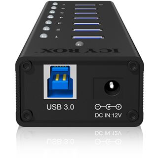 ICY BOX IB-AC618 7-port USB 3.0 extern mit Netzteil schwarz