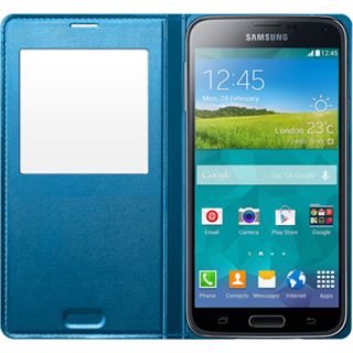 Samsung S-View Kunstleder Flip-Cover f&uuml;r Samsung Galaxy S5 blau
