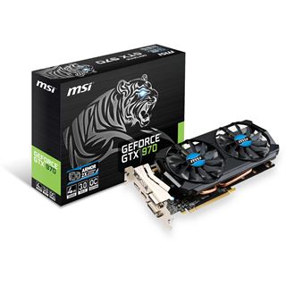 4GB MSI GeForce GTX 970 OC Aktiv PCIe 3.0 x16 (Retail)