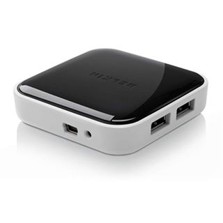 Belkin USB 2.0 HUB, 1:4, SQUARED, Aktiv, Schwarz-Silber