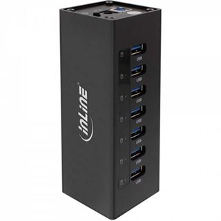 InLine USB 3.0 Hub, 7 Port, Aluminiumgehäuse, schwarz, mit 3A