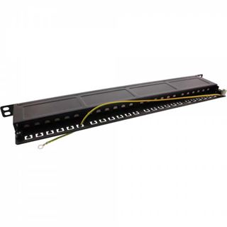 InLine Patchfeld 24-fach Leer – Keystone Snap-In, 19″ (48 Cm), 1 HE, Schwarz – Für Cat.6A/6/5 Module – Saubere Netzwerk-Verkabelung