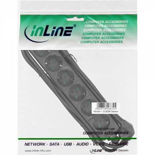 (€2,65*/1m) 3.00m InLine Steckdosenleiste Schwarz 6 (16463S)